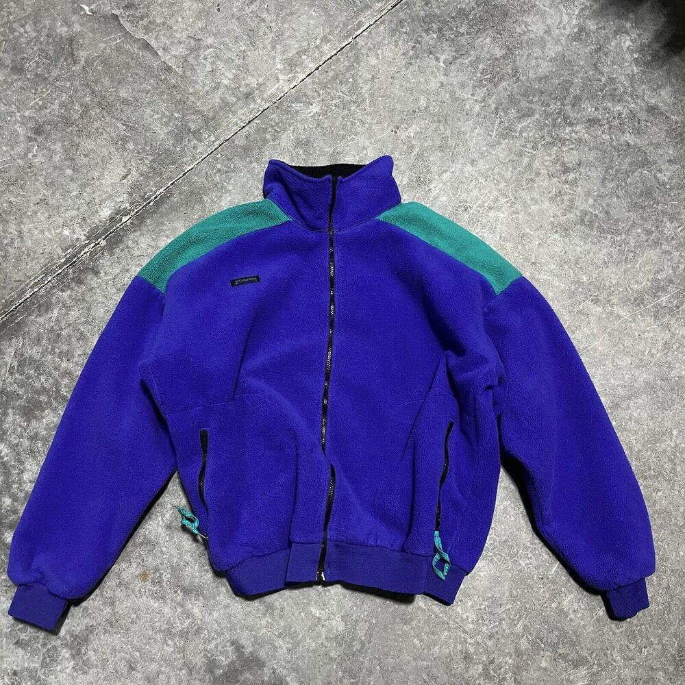 Vintage Columbia Fleece Jacket Blue Mens XXL Made in USA Full Zip Outdoors